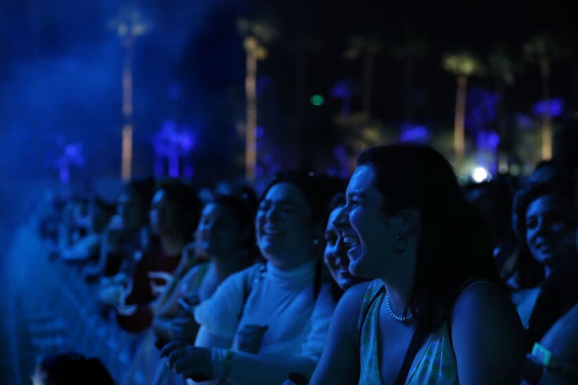 INDIO-CA-APRIL 15, 2022: Fans sing along as Phoebe Bridgers performs at Coachella 2022 Weekend 1 on Friday, April 15, 2022. (Christina House / Los Angeles Times)