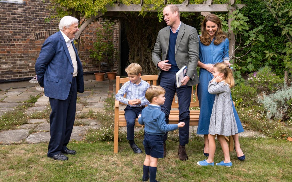 New photographs released of Their Royal Highnesses The Duke and Duchess of Cambridge, Prince George, Princess Charlotte and Prince Louis with Sir David Attenborough