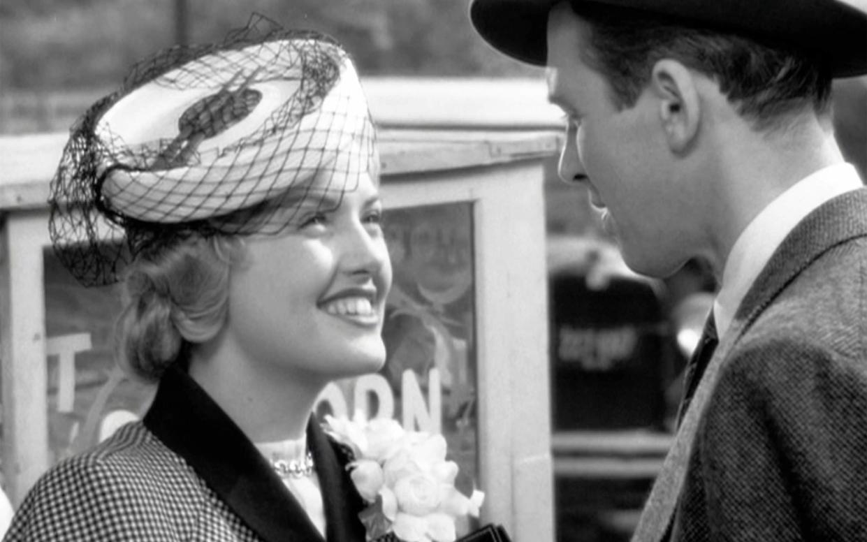 Virginia Patton with James Stewart: she played Ruth Bailey, newly married after the war to George Bailey’s GI brother - CBS via Getty Images