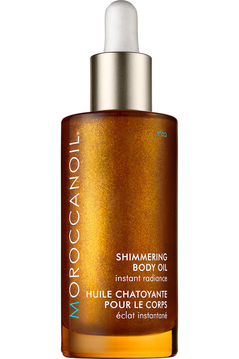 <p>Use glistening oils as a guide for applying self-tanner evenly. We love how quickly this one dries and leaves our skin noticeably more bronze. </p><p><strong>Moroccanoil</strong> Shimmering Body Oil, $48, <a rel="nofollow noopener" href="http://www.bluemercury.com/lotions-and-oils/moroccanoil-shimmering-body-oil" target="_blank" data-ylk="slk:bluemercury.com;elm:context_link;itc:0;sec:content-canvas" class="link ">bluemercury.com</a>.</p>