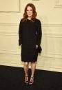 <p>Coco Chanel is the mother of the little black dress, and the fashion house continues to create gorgeous pieces today. Julianne Moore models one of their tweed and sequin sheath designs at their fashion show in 2015. </p>