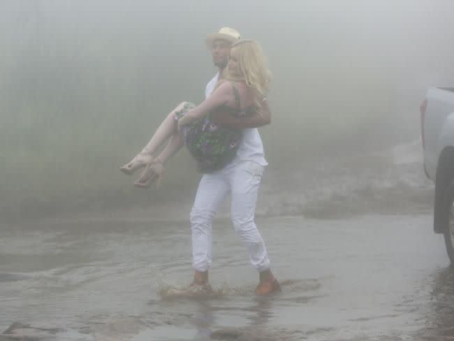 Josh carried Simone in on day one of the series. Photo: Channel Ten