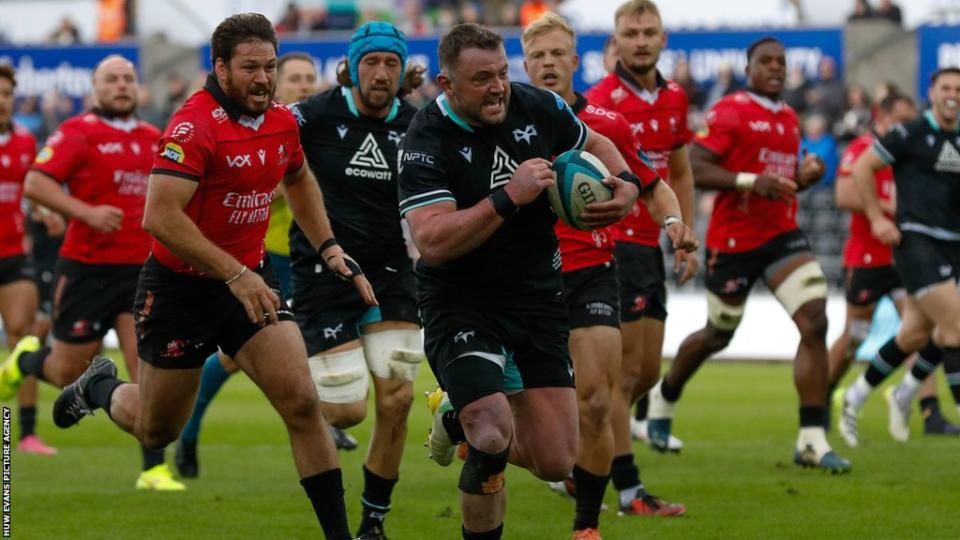 Sam Parry scored a try against Lions in his 150th match for Ospreys