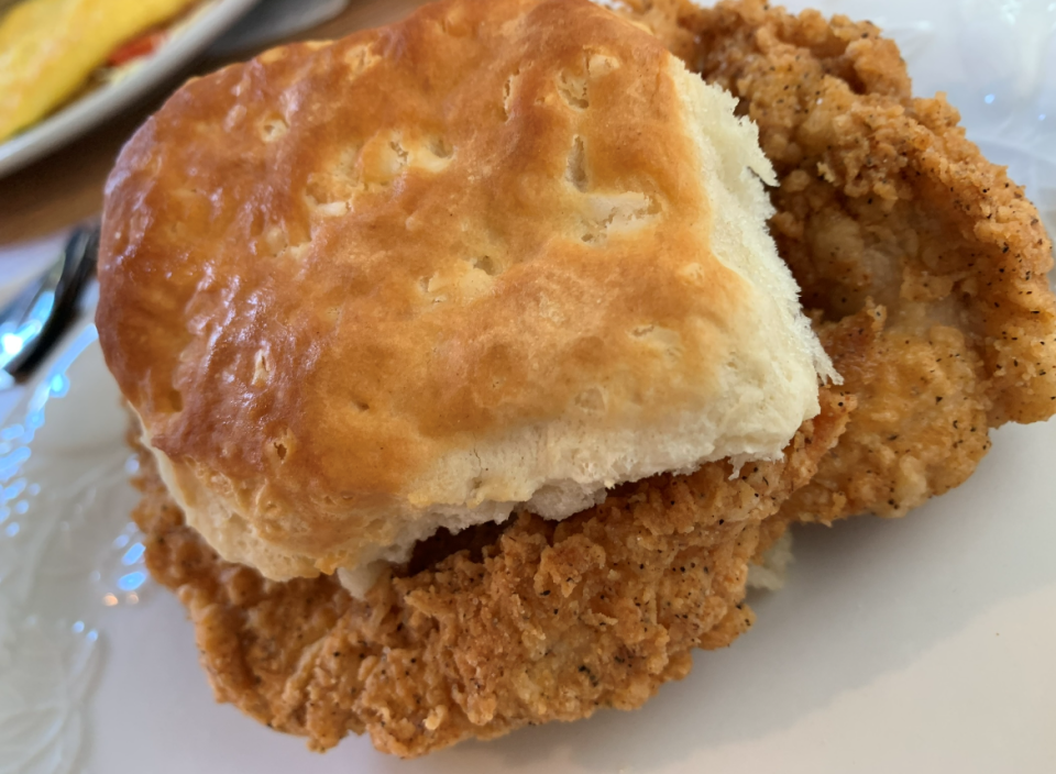 The chicken biscuit at Oh Biscuit in Eau Gallie was absolutely grand too, with perfectly fried bird and slightly crusted, fluffily light bread.