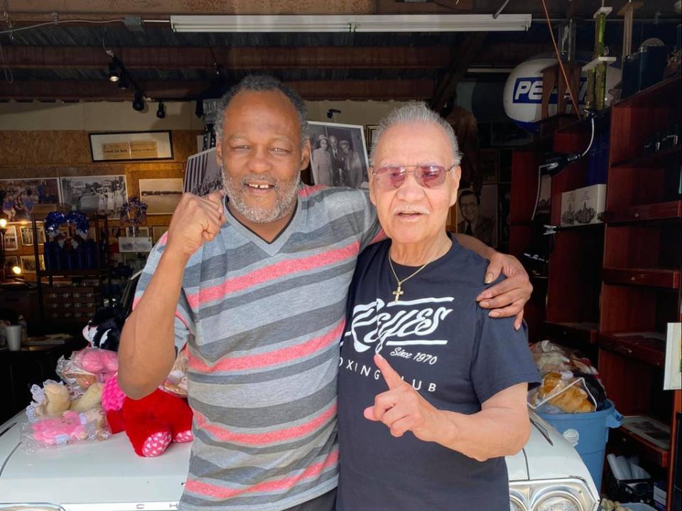 Donald Curry with his former trainer Paul Reyes in July 2021 (Larry O’Neal)