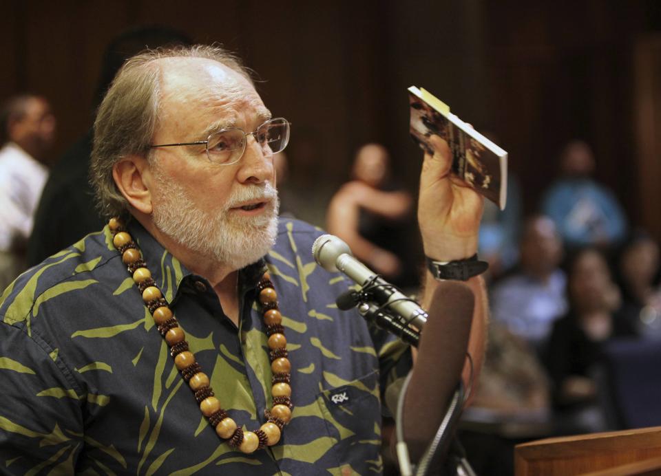 Hawaii Governor Abercrombie gives testimony in support of same sex marriage during a Senate hearing in Honolulu