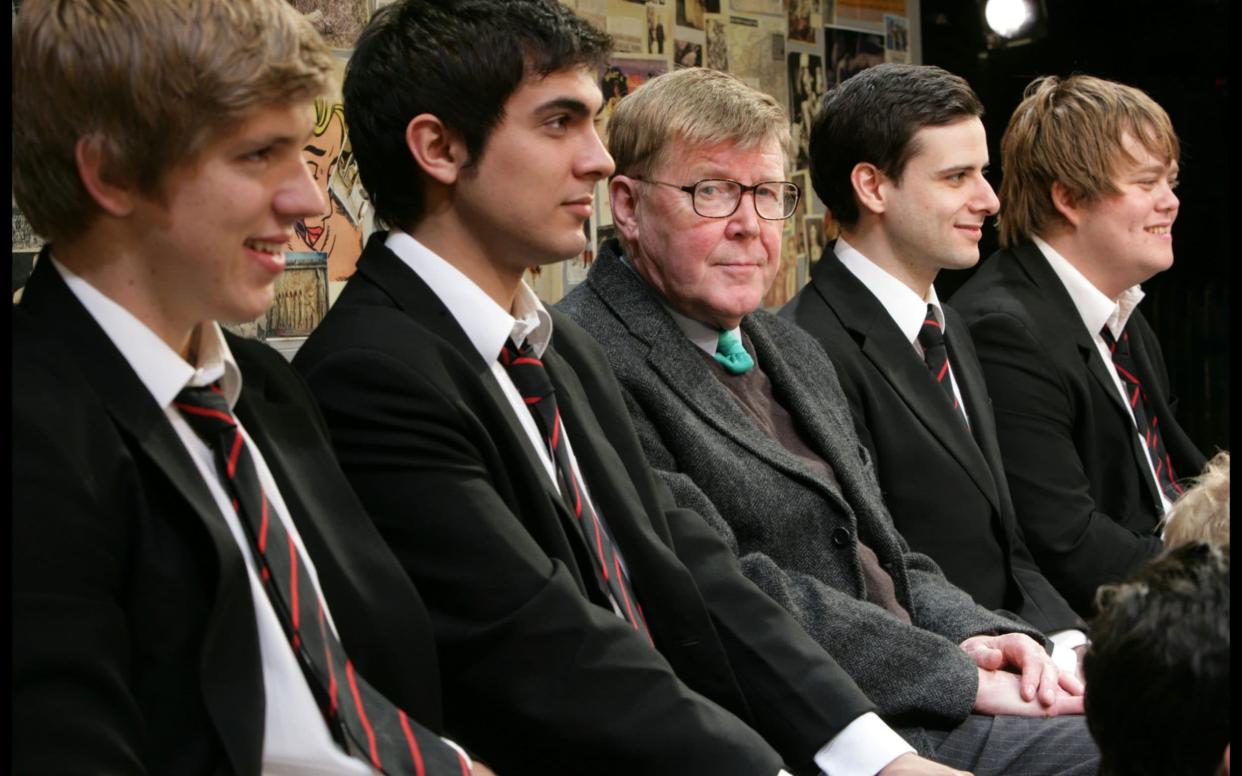 'The History Boys' cast and Alan Bennett in 2008. The play's director, Sir Nicholas Hytner, says theatres could soon go bust - Telegraph/Martin Pope