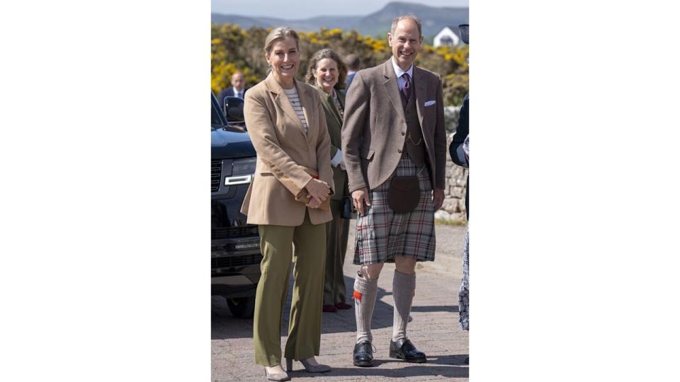 The Duke and Duchess of Edinburgh during their visit to Golspie, Sutherland.