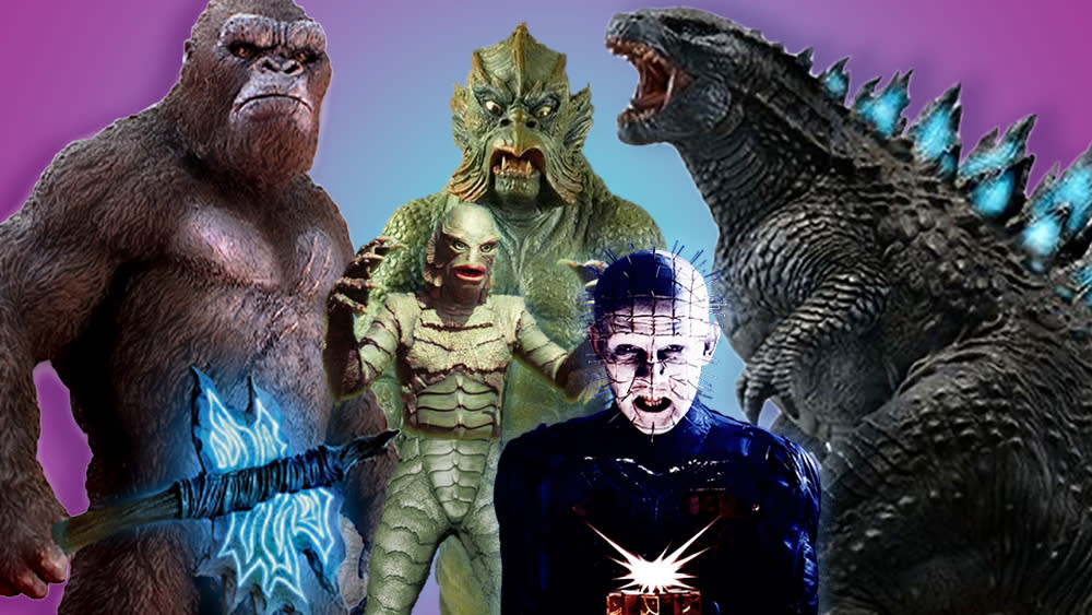  Five of the best movie monster designs: Godzilla x Kong, Creature from the Black Lagoon, Pinhead, Kraken. 