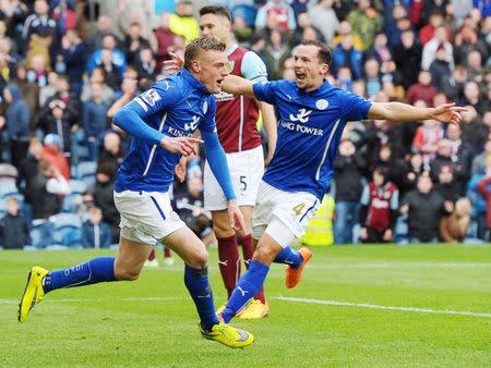 Football - Burnley v Leicester City - Barclays Premier League - Turf Moor - 25/4/15 Leicester City's Jamie Vardy celebrates scoring their first goal Action Images via Reuters / Paul Burrows Livepic EDITORIAL USE ONLY