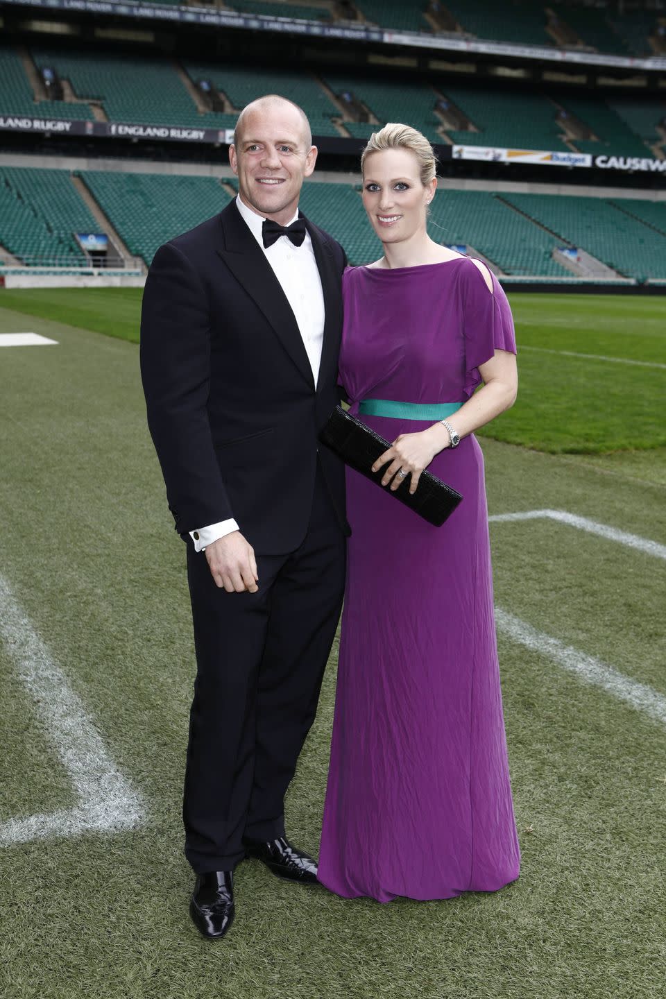 <p>Princess Anne's daughter, Zara Tindall, wore a deep purple gown with a belt to the Rugby For Heroes Charity Gala Dinner at Twickenham Stadium, which she attended with her husband, Mike Tindall.</p>