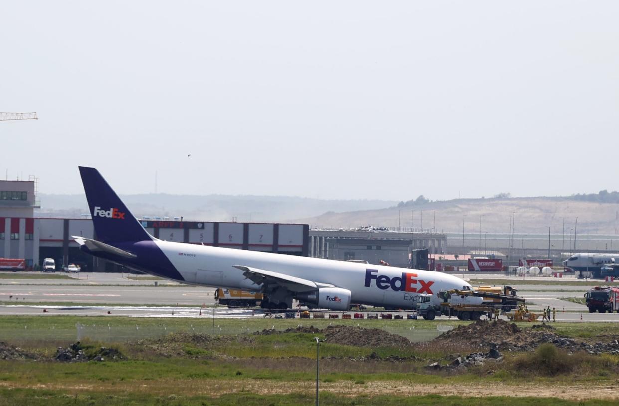 Efforts are underway to tow the plane off the runway, while investigations into the accident continue at Istanbul Airport in Istanbul, Turkiye