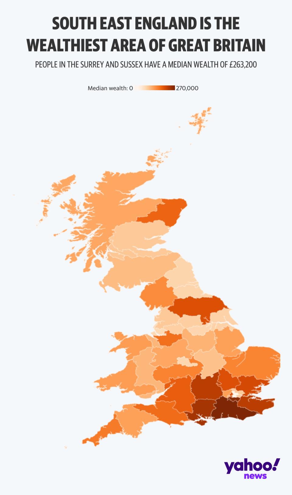 The map shows the distribution of wealth across Great Britain (ONS)