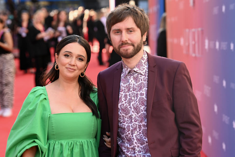 LONDON, ENGLAND - MAY 17: Clair Meek and Inbetweeners star James Buckley attend Sky&#39;s Up Next event at the Theatre Royal Drury Lane on May 17, 2022 in London, England. (Photo by Dave J Hogan/Getty Images)