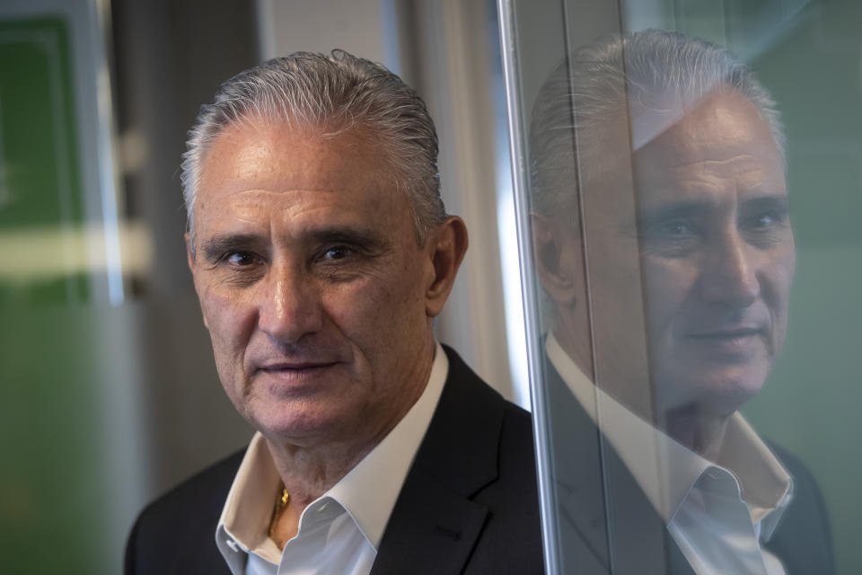 Brazil's national soccer coach Adenor Leonardo Bachi, also known as Tite, poses for a portrait after an interview in Rio de Janeiro, Brazil, Thursday, Oct. 6, 2022. (AP Photo/Bruna Prado)