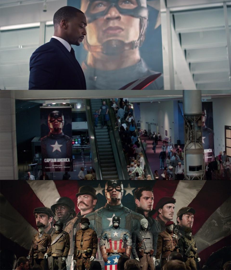 the falcon and the winter soldier 101 detail sam cap banner smithsonian winter soldier callback