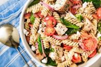 <p>There's nothing worse than a pasta salad with mushy pasta. Learn <a href="https://www.delish.com/uk/food-news/a29870026/how-to-cook-pasta/" rel="nofollow noopener" target="_blank" data-ylk="slk:how to cook pasta;elm:context_link;itc:0;sec:content-canvas" class="link ">how to cook pasta</a> (it's trickier than you think!) and get your fusilli perfectly al dente.</p><p>Get the <a href="https://www.delish.com/uk/cooking/recipes/a30438961/chicken-pasta-salad/" rel="nofollow noopener" target="_blank" data-ylk="slk:Chicken Pasta Salad;elm:context_link;itc:0;sec:content-canvas" class="link ">Chicken Pasta Salad</a> recipe.</p>