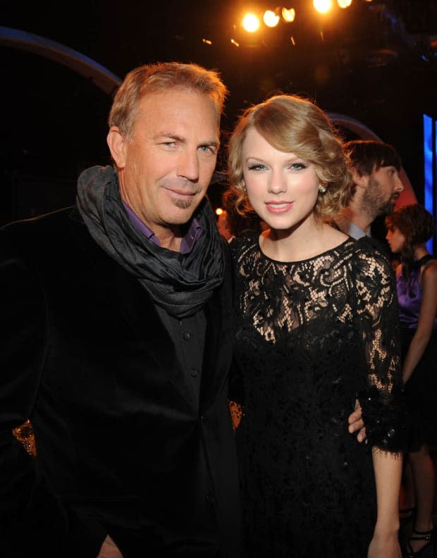 <p>Kevin Costner with honoree <a href="https://parade.com/1133777/jessicasager/taylor-swift-net-worth/" rel="nofollow noopener" target="_blank" data-ylk="slk:Taylor Swift;elm:context_link;itc:0;sec:content-canvas" class="link ">Taylor Swift</a> at the 2010 CMT Artists of the Year at The Factory in Franklin, Tennessee. </p>