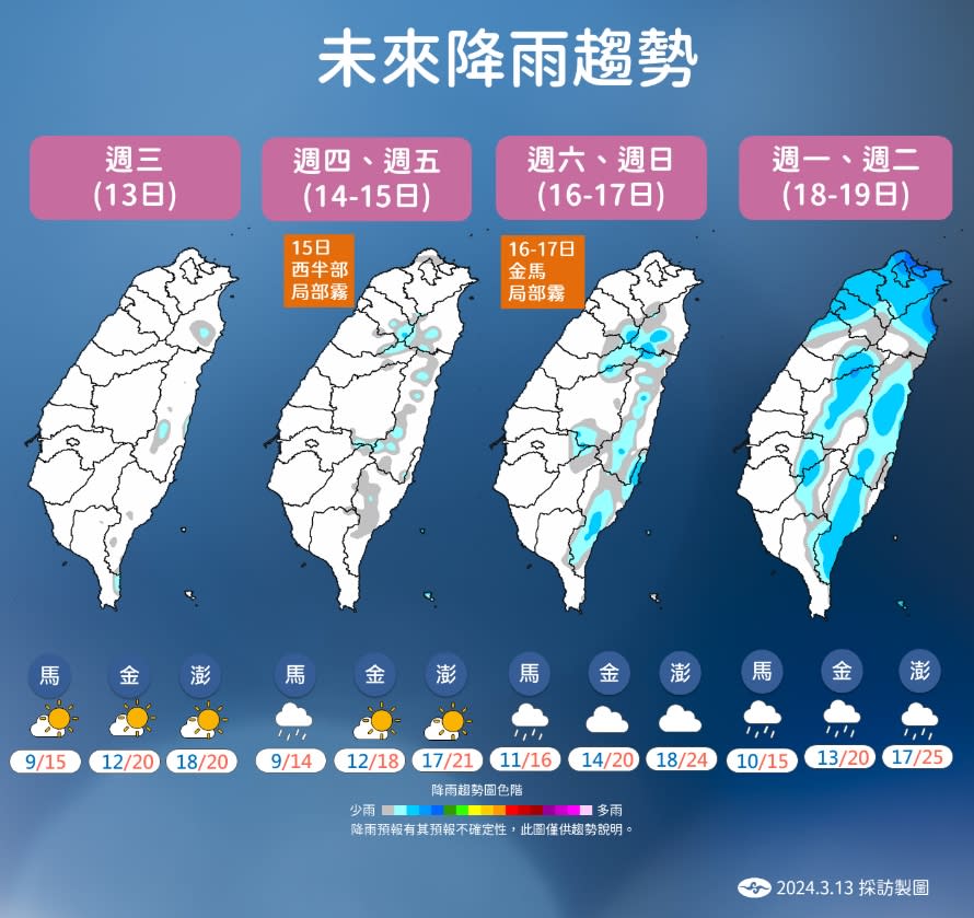 ▼未來降雨趨勢。（圖／氣象署）