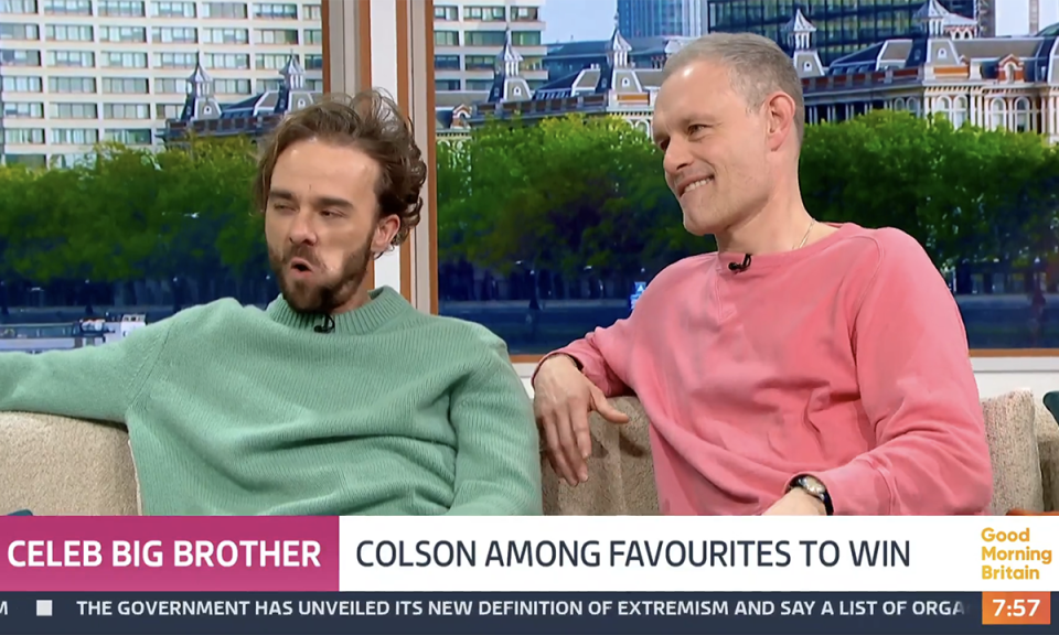 Colson Smith's friends Jack P Shepherd and Ben Price back him to win Celebrity Big Brother. (ITV screengrab)