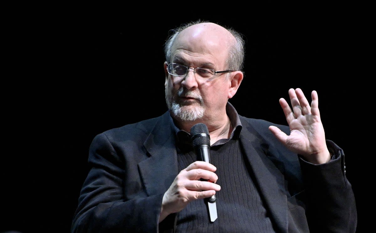 British author Salman Rushdie has continued to speak out despite the threat hanging over him (APA/AFP via Getty Images)