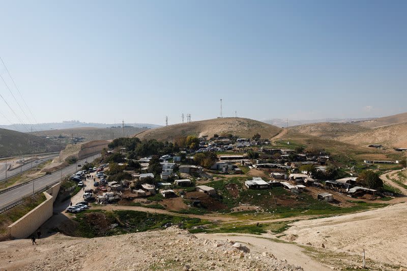 A general view of the Bedouin village of Al-Khan Al-Ahmar