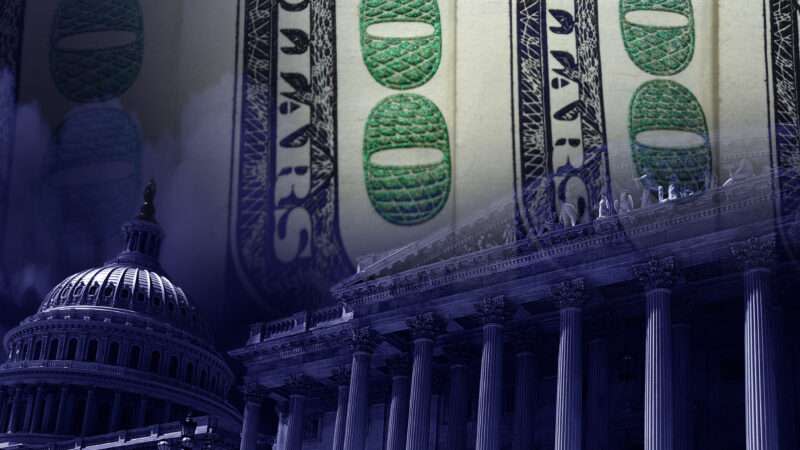 The U.S. Capitol is seen underneath $100 bills