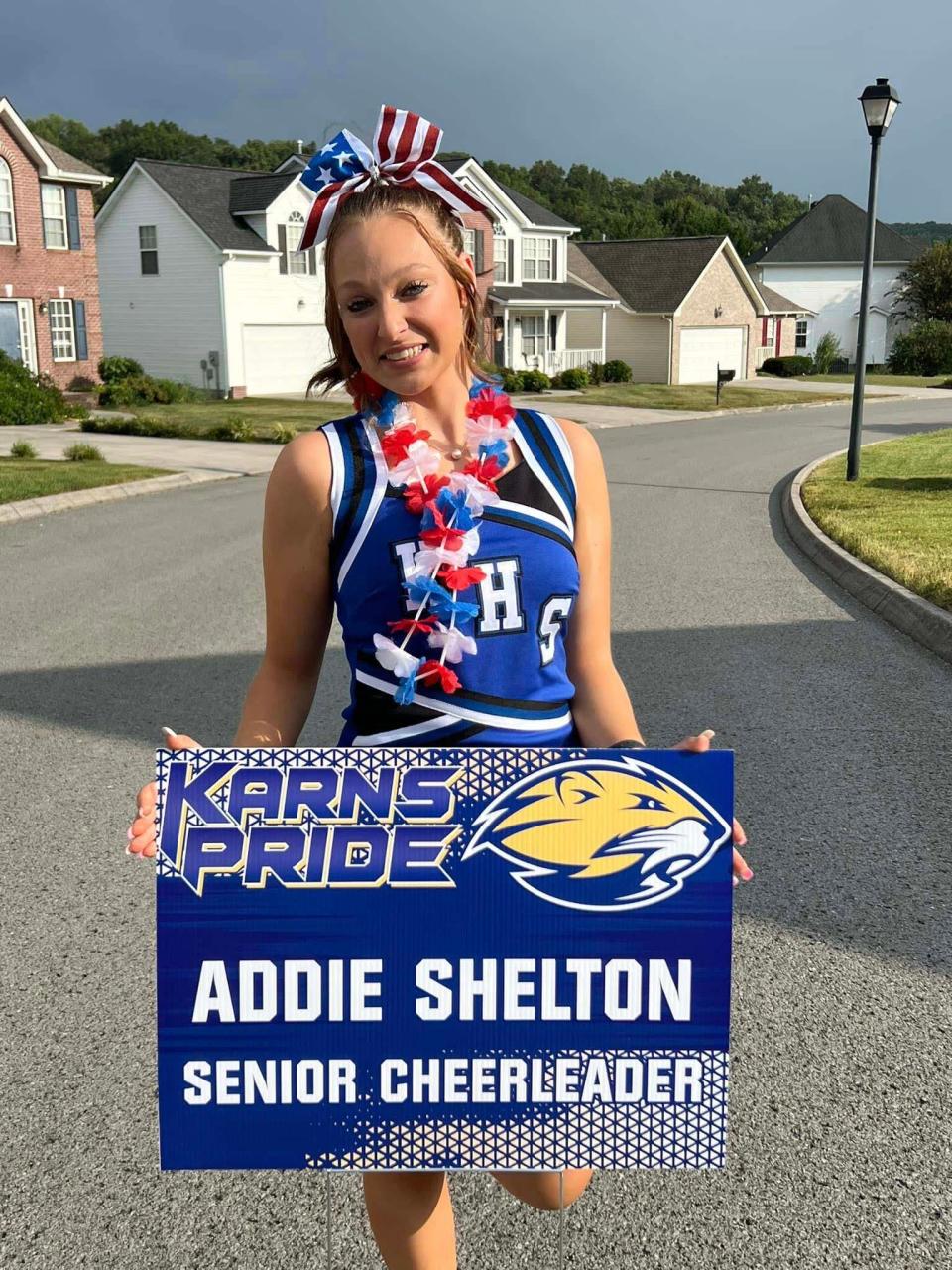 Karns High School senior Addie Shelton won Homecoming Queen after raising a record $10,212 for the varsity cheer squad. Sept. 15, 2023.