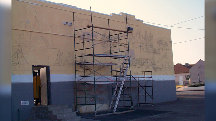 Photo shows what would become Aldama's historic mural. (Dave Beason)