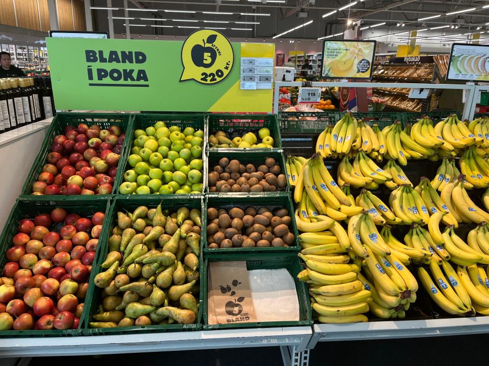 Fruit for sale at Krónan in Iceland.
