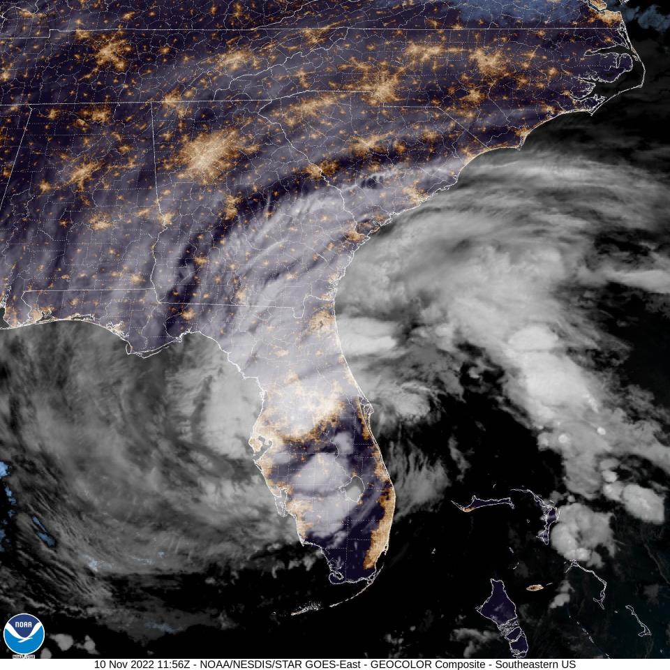 Tropical Storm Nicole was positioned roughly over Polk County around 7 a.m. Thursday and was forecast to continue moving west northwest track throughout early Thursday Nov. 10, 2022, according to the National Weather Service in Melbourne.