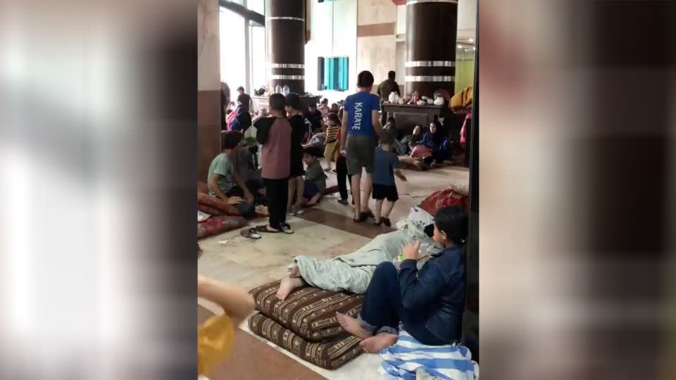 People are seen inside Al-Quds Hospital in Gaza City, in this still image from a video released October 29, 2023. - Palestine Red Crescent Society/Reuters