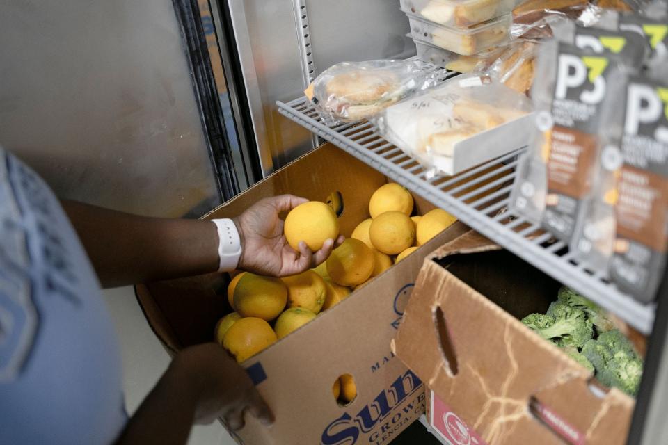 Fresh oranges and broccoli are available for students at the University of North Carolina at Chapel Hill's Carolina Cupboard food pantry.