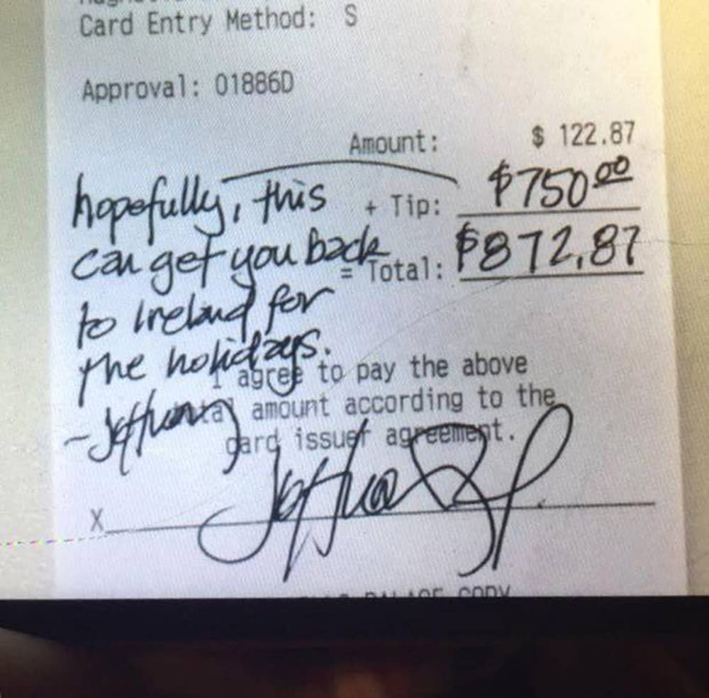 Irish Waiter Gets Huge Surprise 