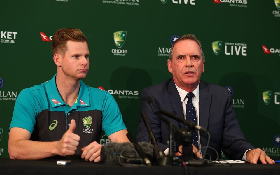 Trevor Hohns, here with Steve Smith, and his fellow selectors have seen their decisions criticised, but the side looks neatly tailored - Getty Images AsiaPac