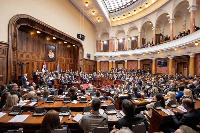 FILE PHOTO: Serbia's PM-Designate Vucevic presents government program in Belgrade