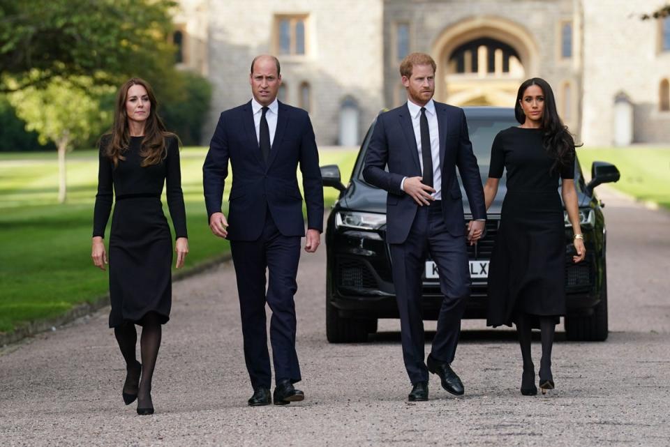 The Princess and Prince of Wales, with the Duke and Duchess of Sussex (PA)