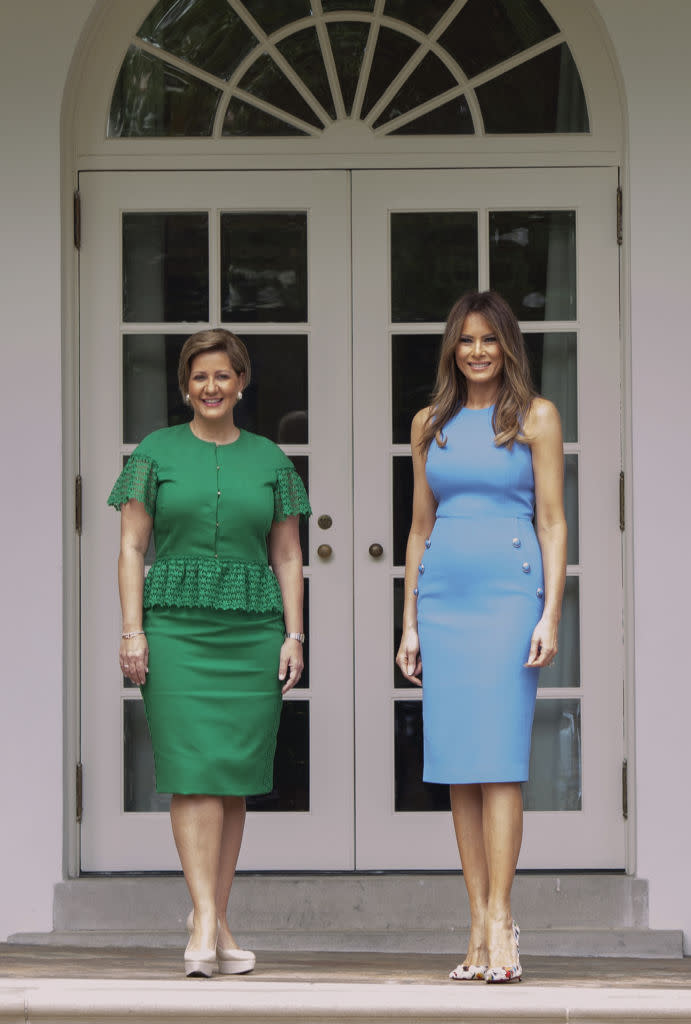 <em>First ladies Lorena Castillo de Varela, left, and Melania Trump [Photo: Getty]</em>