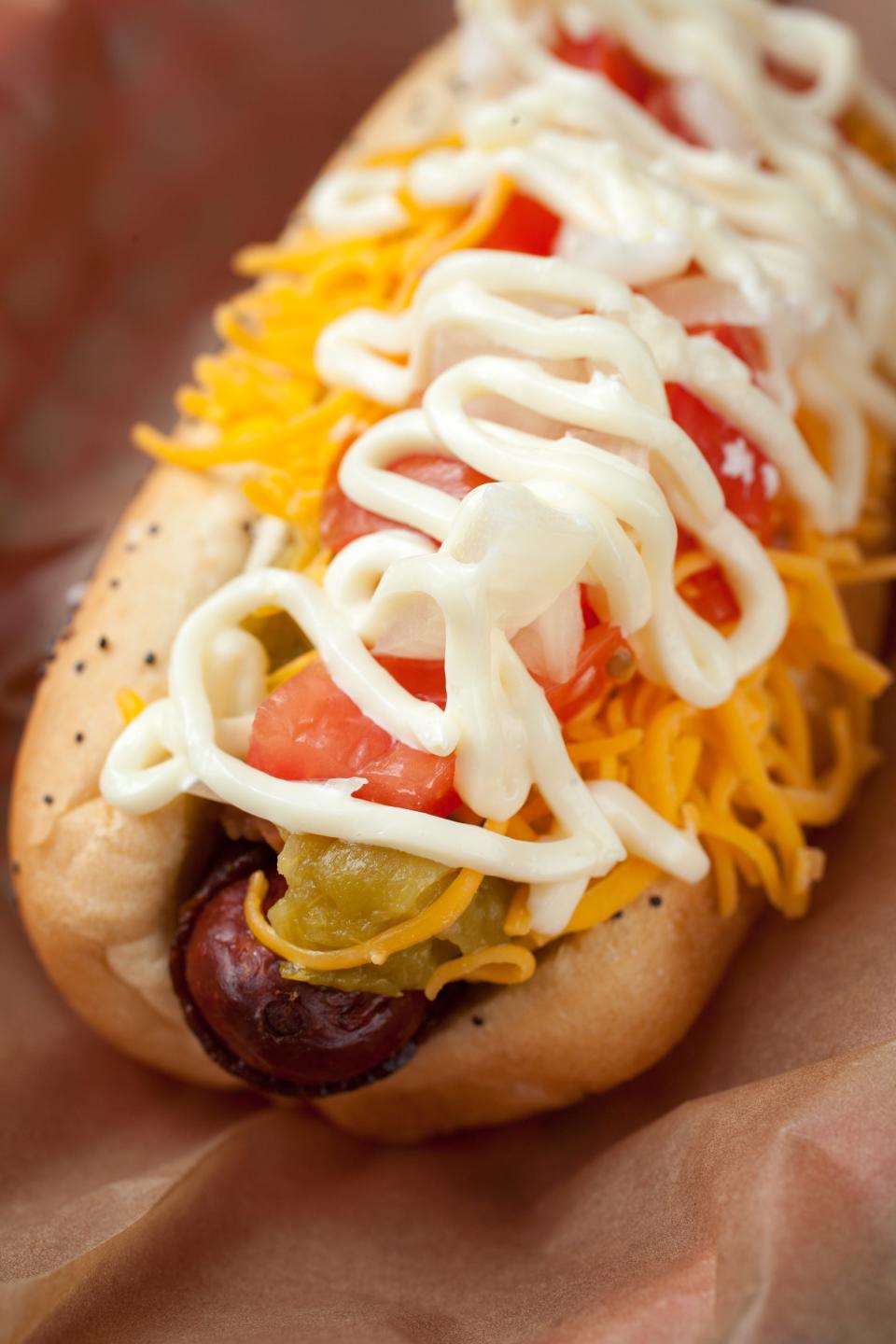 A hot dog from Dirty Frank's