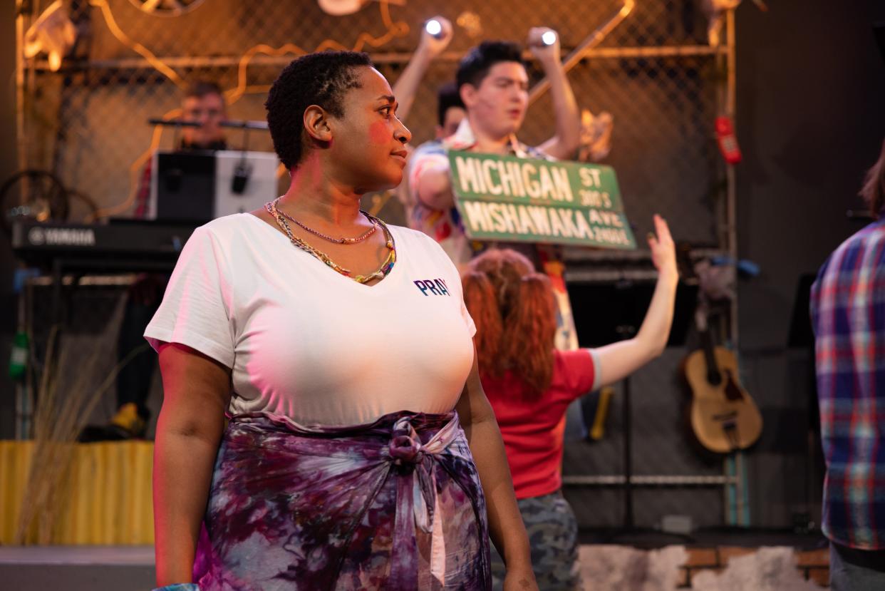 Laurisa LeSure plays Jesus Christ in Art 4's production of "Godspell" that opens March 17 and continues through March 26 at the St. Joseph County Public Library in downtown South Bend.