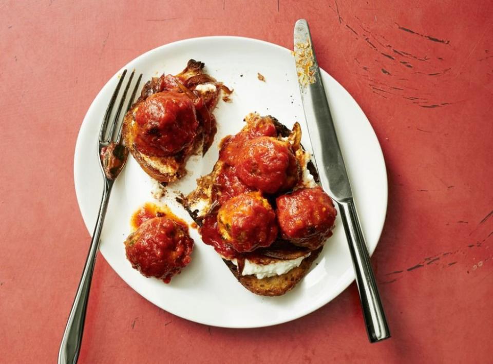 Open-Faced Pork Meatball Sandwich