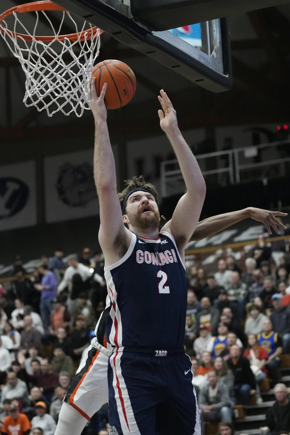 Gonzaga forward Drew Timme shoots against Pacific during the first half of an NCAA college basketball game in Stockton, Calif., Saturday, Jan. 21, 2023. (AP Photo/Godofredo A. Vásquez)