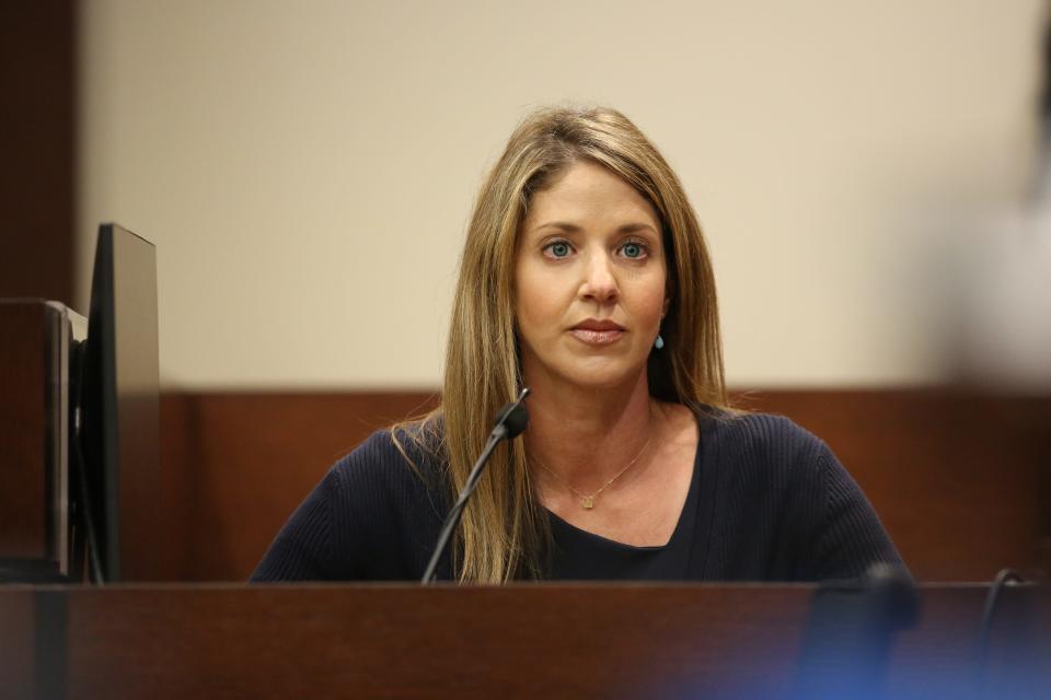 Wendi Adelson sits ready to answer Assistant State Attorney Georgia Cappleman’s litany of questions on the witness stand Oct. 26, 2023.