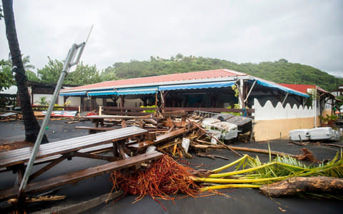  damages at a restaurant in Le Carbet, on the French Caribbean island of Martinique, - Credit: LIONEL CHAMOISEAU/AFP