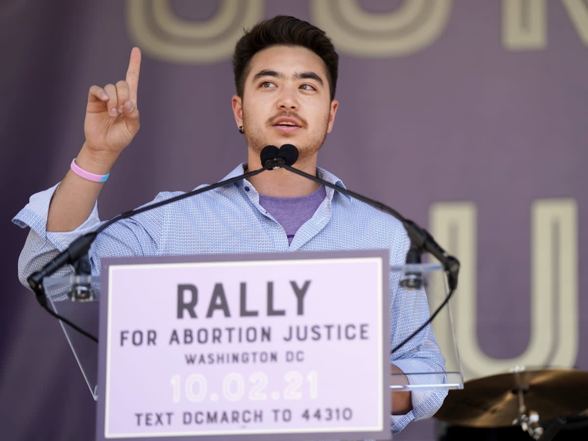 Schuyler Bailar at an abortion rights rally in October 2021 (Leigh Vogel/Getty Images for Women’s March)