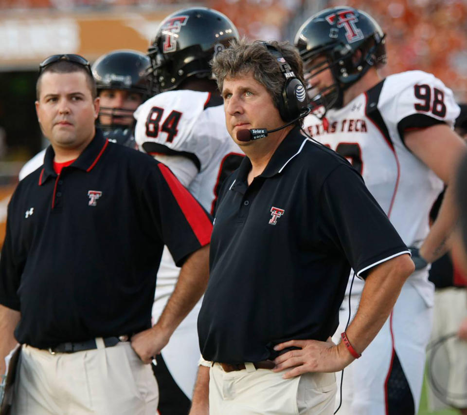 Mike Leach was the head football coach at Texas Tech from 2000 through 2009. The current head coach at Mississippi State died on Dec. 12, 2022, after suffering a heart attack. (Sharon M. Steinman/Fort Worth Star-Telegram/Tribune News Service via Getty Images)