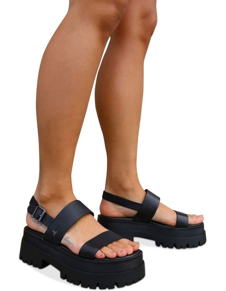 Windsor Smith's Tasty Black Leather Chunky Sandal, $83.96