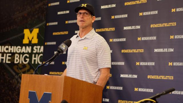 Michigan football coach Jim Harbaugh comments on three-game suspension