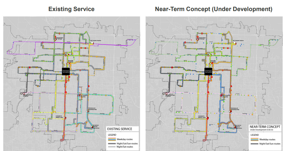 Proposed Springfield bus transit map