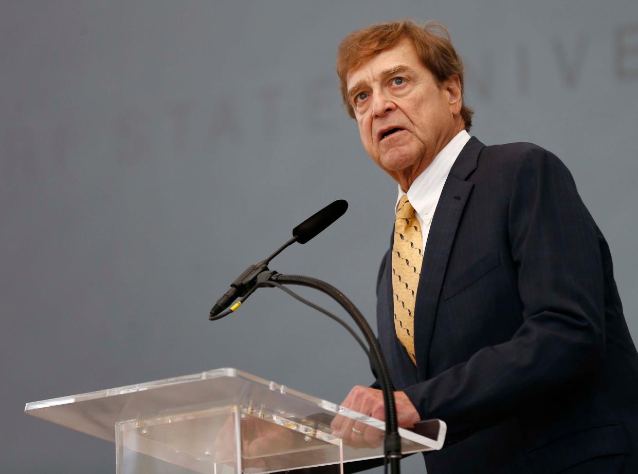 Actor John Goodman speaks at the official opening of the new John Goodman Amphitheatre at Missouri State University on October 30, 2022. 